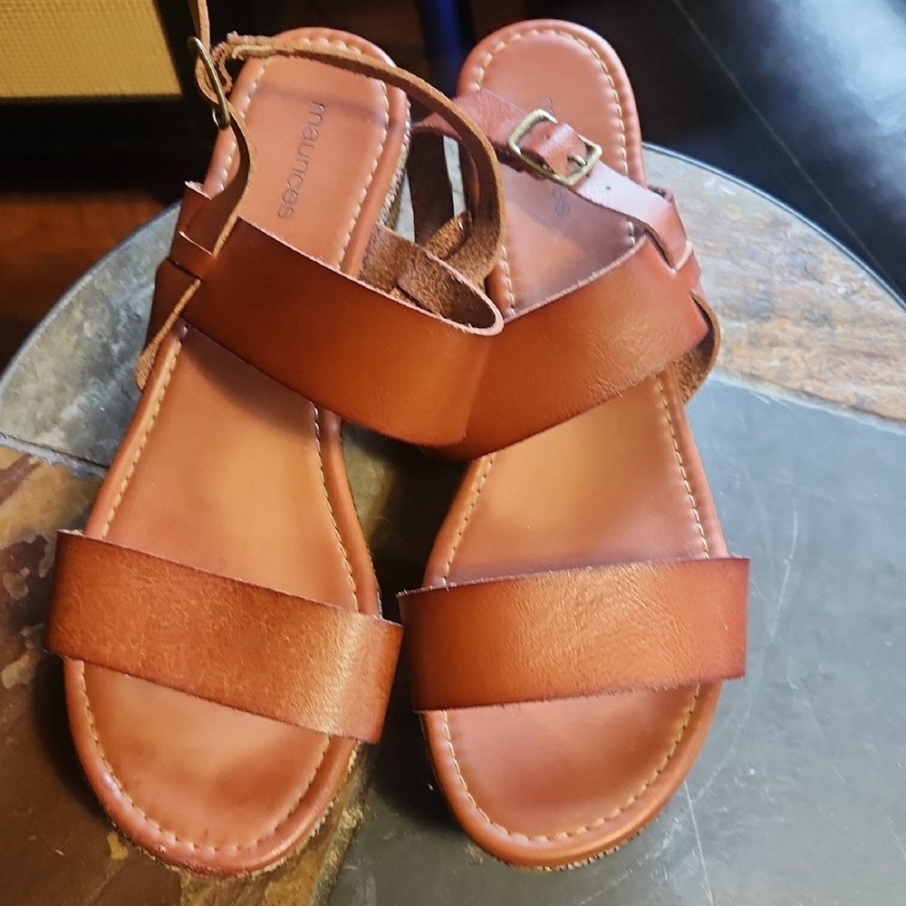 Maurices Tan Leather Sandals